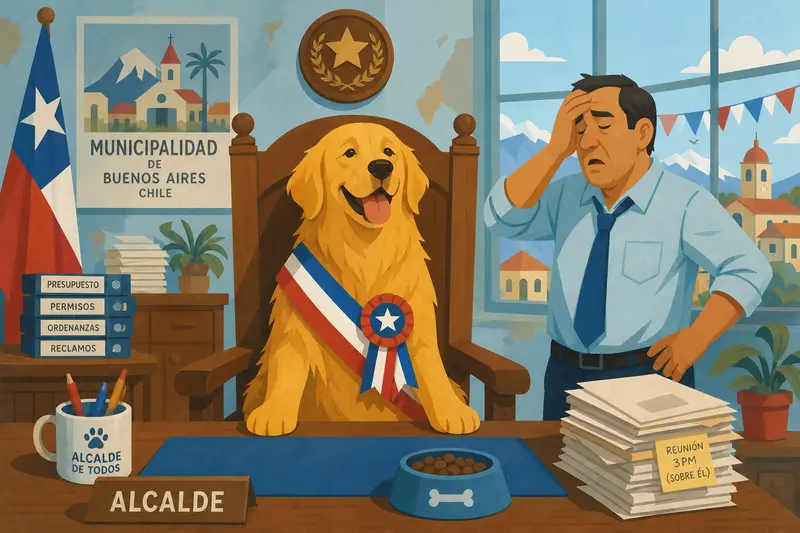 Cover illustration for The Honorable Mayor Wags His Tail, B1 Spanish story