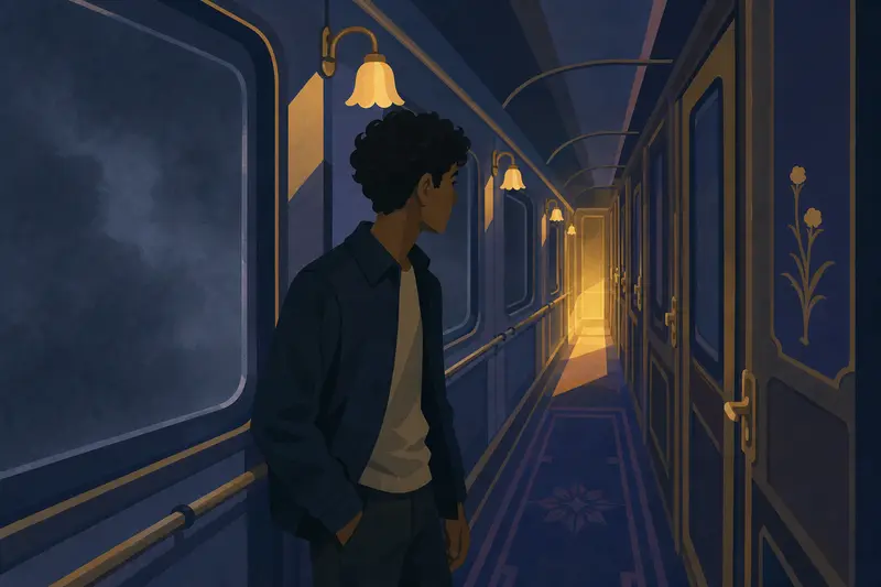 Cover illustration for The Light in Car Seven, A1 Spanish story