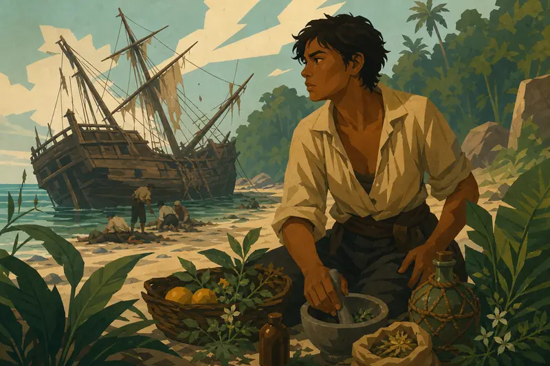 Cover illustration for The Herbalist in the Hold, B2 Spanish story
