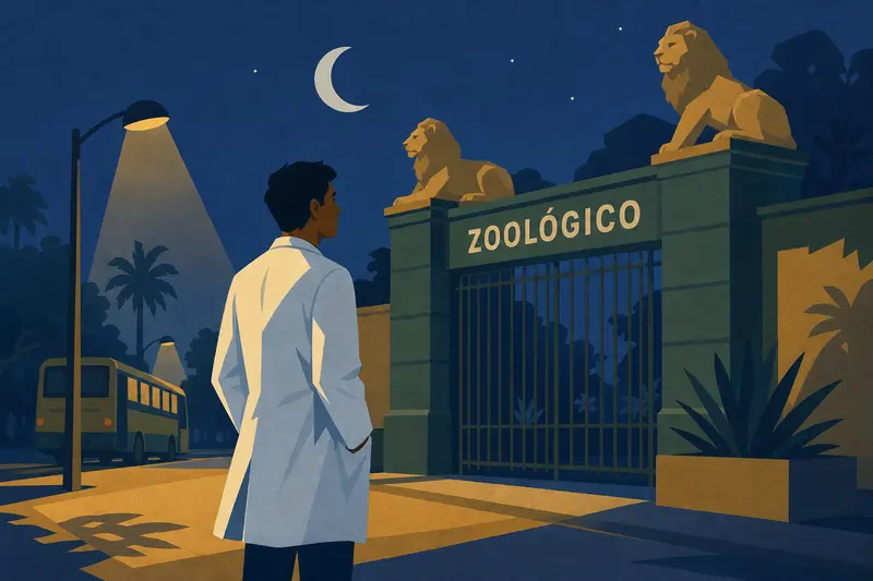 Cover illustration for Night Music at the Last Stop, A1 Spanish story