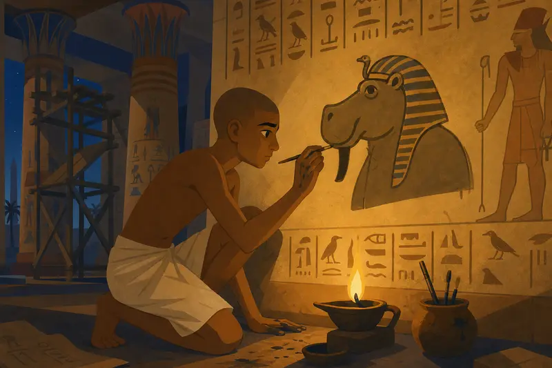 Cover illustration for The Hippo with the Pharaoh's Nose, A2 Spanish story