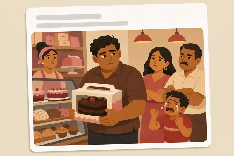 Cover illustration for AITJ for buying the last chocolate cake at the bakery?, A2 Spanish story