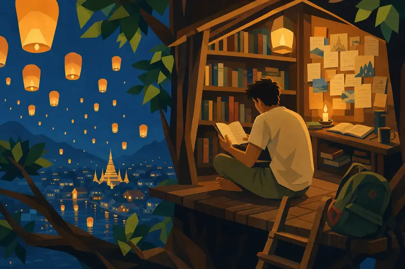Cover illustration for The Library in the Sky, B2 Spanish story