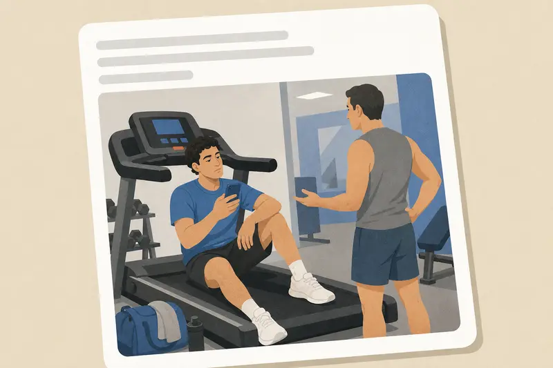 Cover illustration for AITJ for sitting on the gym's only treadmill for 30 minutes without running?, A1 Spanish story
