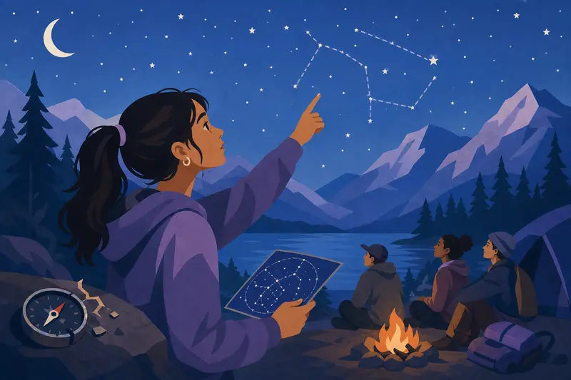 Cover illustration for The Girl Who Read the Sky, B1 Spanish story