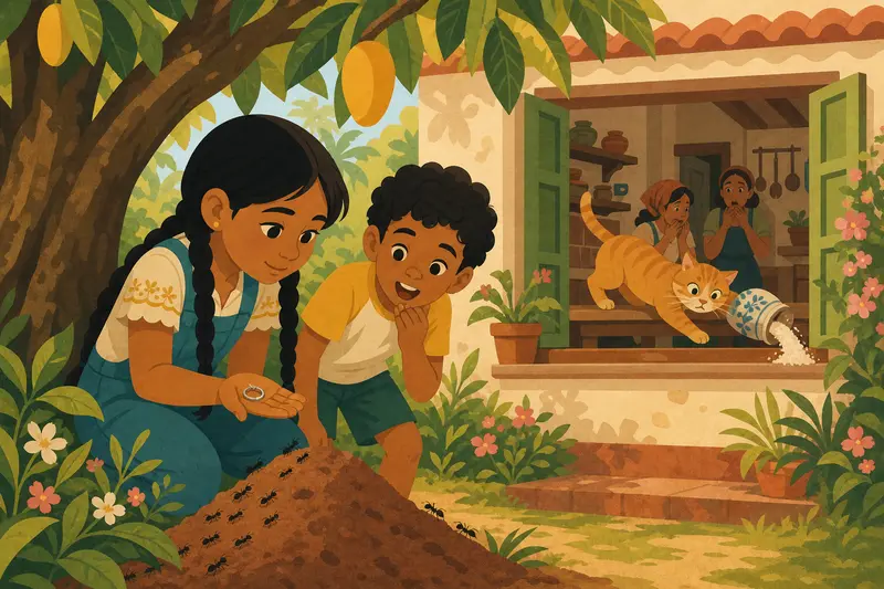 Cover illustration for A Ring in the Ants' House, A0 Spanish story
