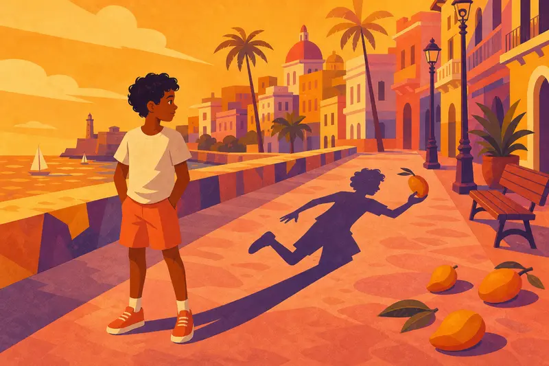 Cover illustration for The Boy Who Ran After His Own Shadow, A2 Spanish story