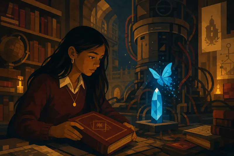Cover illustration for The Blue Crystal, A0 Spanish story