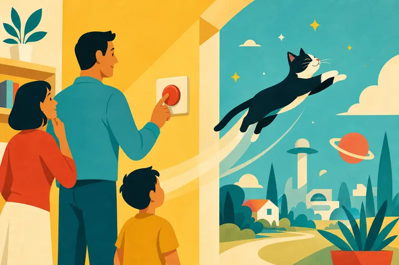 Cover illustration for The Button on the Wall, A1 Spanish story