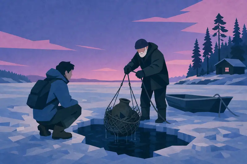 Cover illustration for The Recipe at the Bottom of the Lake, A2 Spanish story