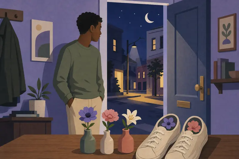 Cover illustration for Three Flowers by the Door, A0 Spanish story
