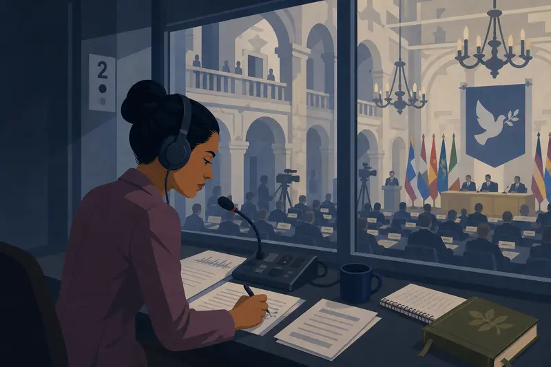 Cover illustration for Simultaneous Translation, B2 Spanish story