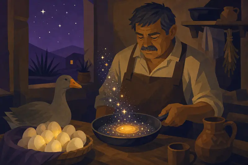 Cover illustration for The Farmer Who Ate Galaxies, C1 Spanish story