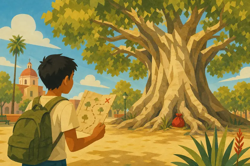 Cover illustration for The X on the Map, A0 Spanish story