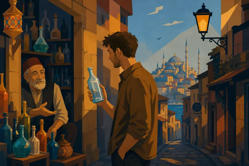 Cover illustration for Ten Liras for an Empty Bottle, A2 Spanish story