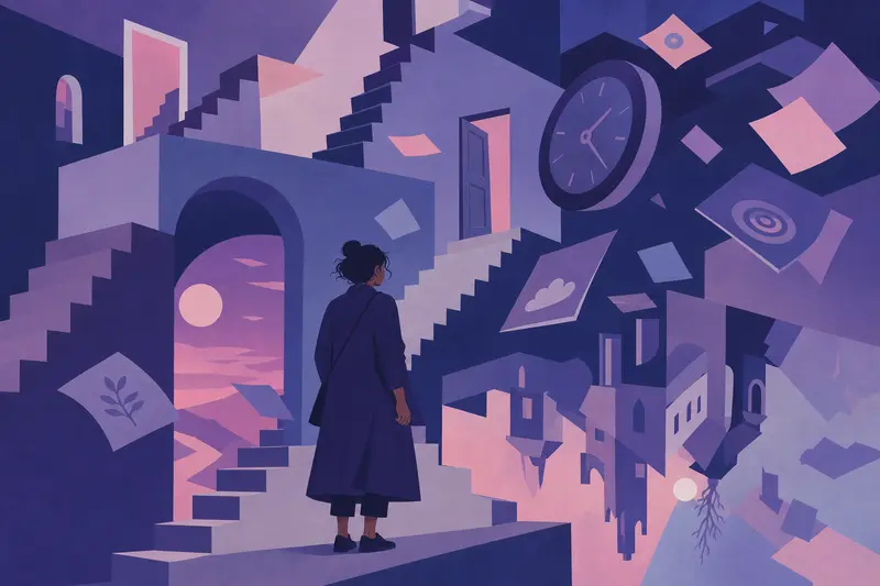 Cover illustration for The Architecture of Falling, C1 Spanish story