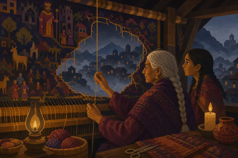 Cover illustration for A Thread of Equal Weight, C2 Spanish story