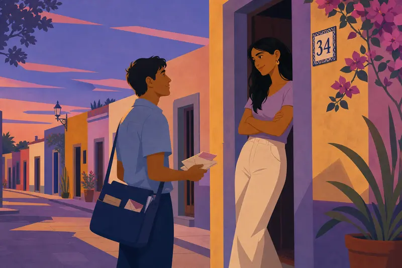 Cover illustration for Every Evening at Number 34, A1 Spanish story