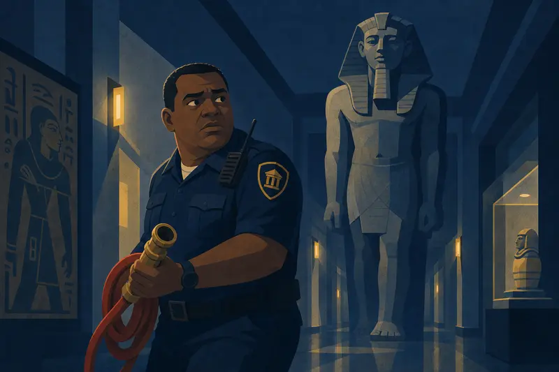 Cover illustration for The Statue That Walked, A2 Spanish story