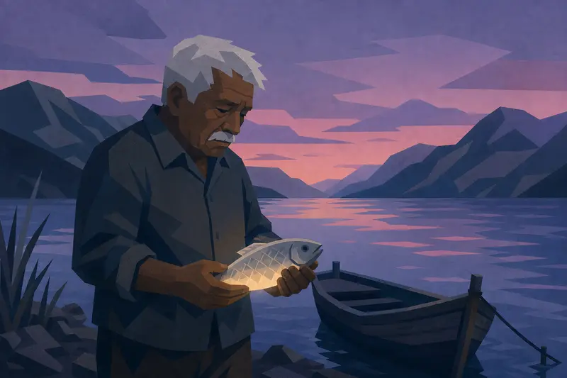 Cover illustration for The Iron Fish, A2 Spanish story