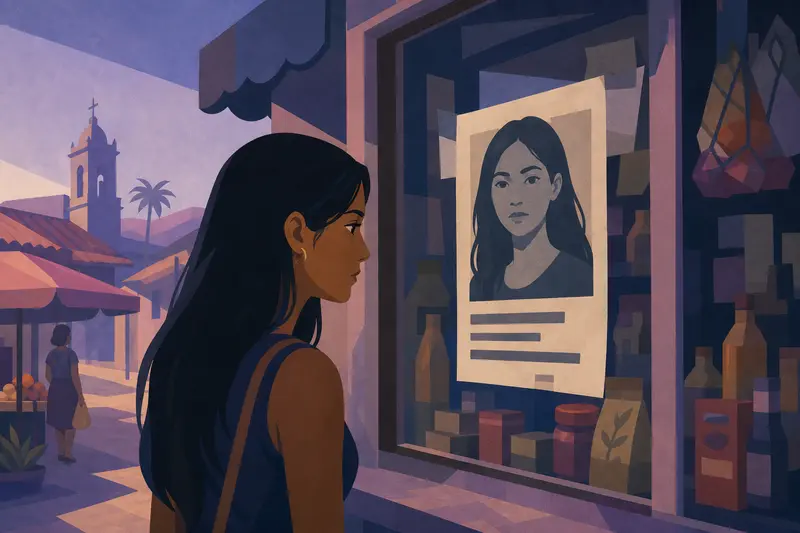 Cover illustration for The Girl on the Poster, A2 Spanish story