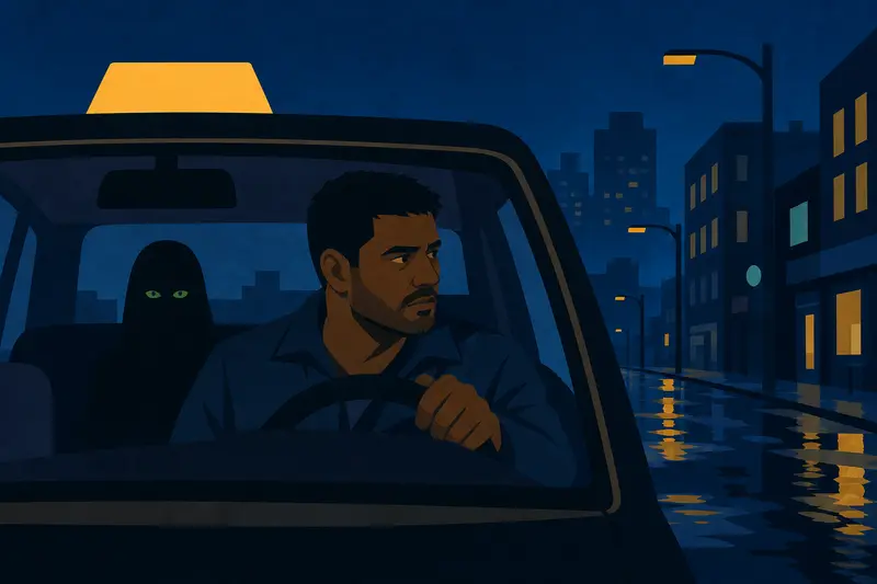 Cover illustration for Green Eyes in the Night, A1 Spanish story