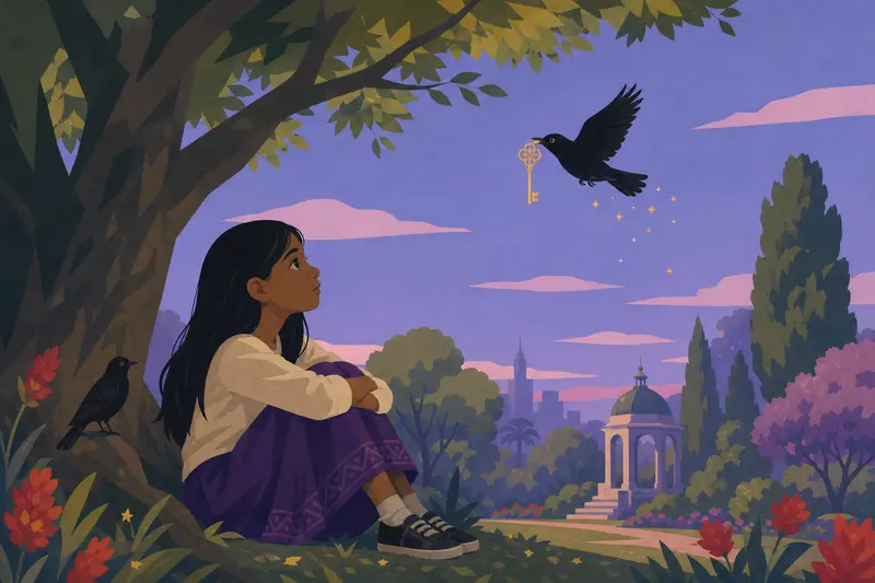 Cover illustration for The Black Bird's Secret, A0 Spanish story