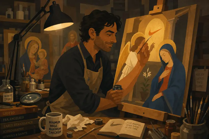 Cover illustration for The Swoosh in the Annunciation, C2 Spanish story