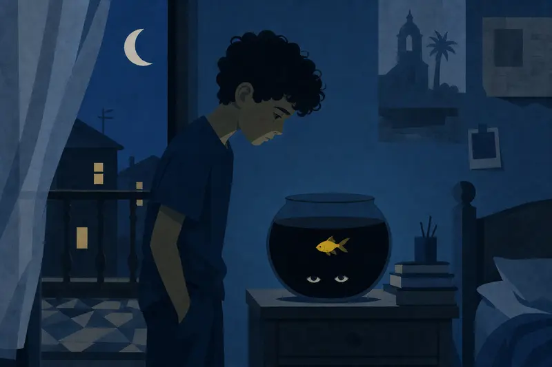 Cover illustration for The Eyes in the Black Water, A0 Spanish story