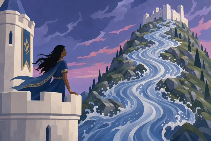 Cover illustration for The River That Climbed, B1 Spanish story