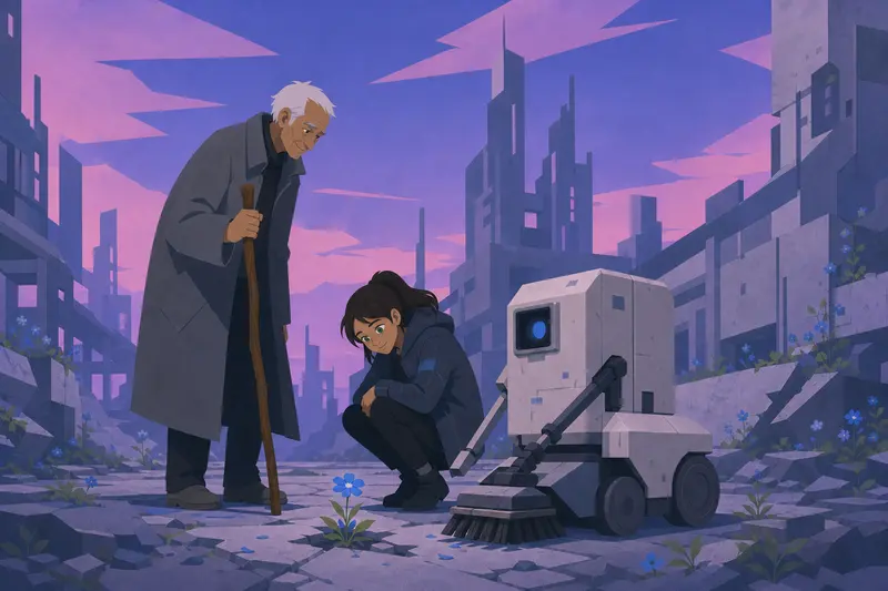 Cover illustration for The Robot Who Gives Water, A0 Spanish story