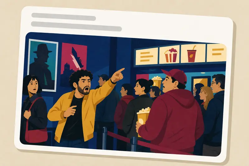 Cover illustration for AITJ for shouting the killer's identity in front of the whole queue?, B2 Spanish story