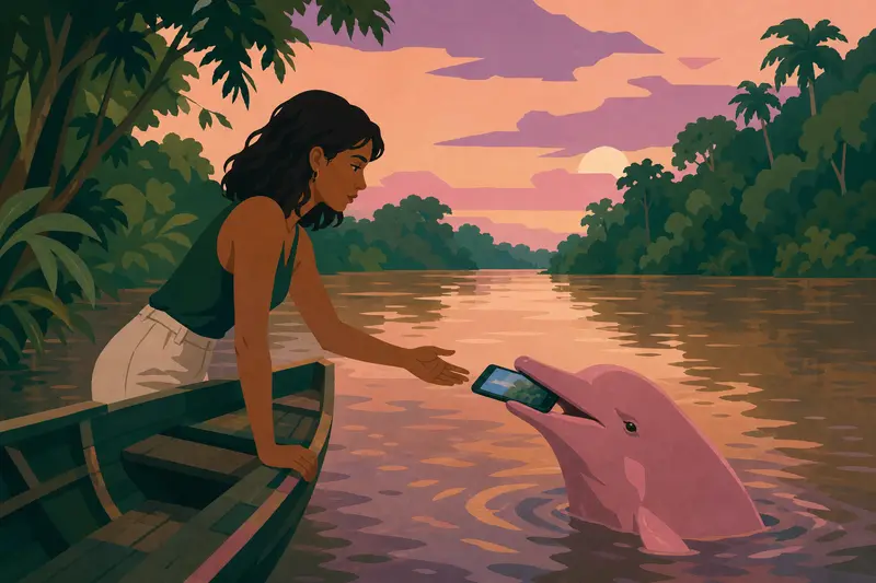 Cover illustration for What the Dolphin Saw, B2 Spanish story