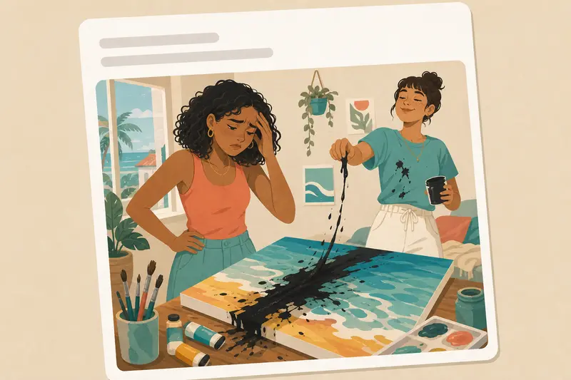 Cover illustration for AITJ for being upset at my roommate for ruining my painting?, A0 Spanish story