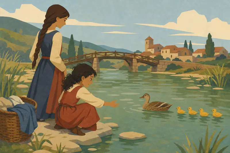 Cover illustration for Only Four Ducks, A0 Spanish story