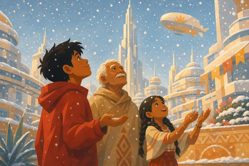 Cover illustration for The Snow Nobody Ordered, A1 Spanish story