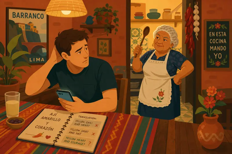 Cover illustration for Lost in Translation at Doña Esperanza's Kitchen, B1 Spanish story