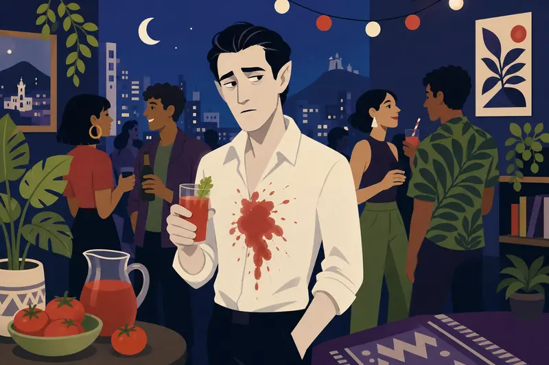 Cover illustration for The Vampire Who Chose Tomatoes, A2 Spanish story
