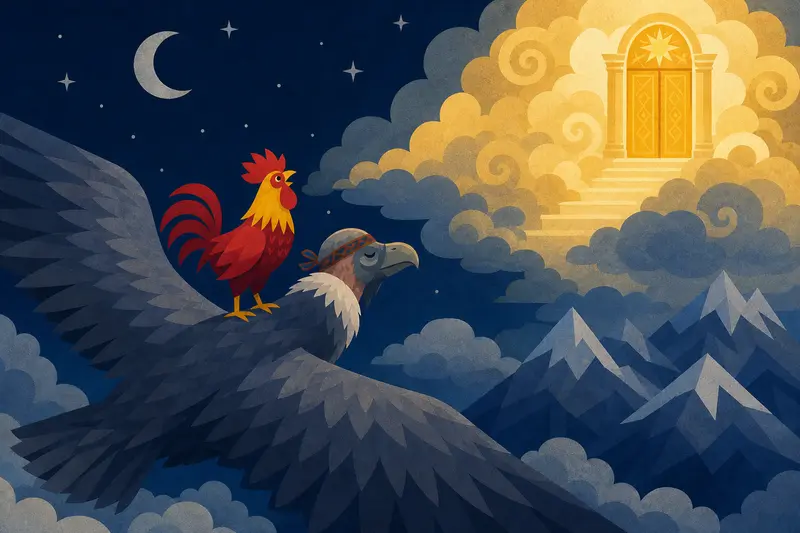 Cover illustration for The Door of Light, A1 Spanish story