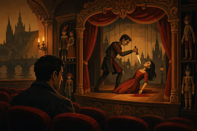 Cover illustration for The Unfinished Puppet, C1 Spanish story