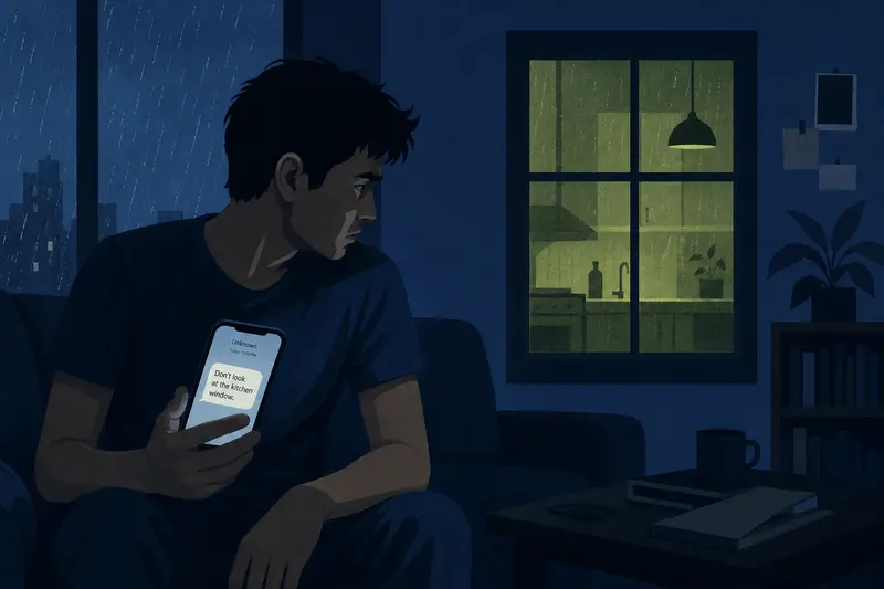 Cover illustration for Don't Look at the Kitchen Window, A2 Spanish story