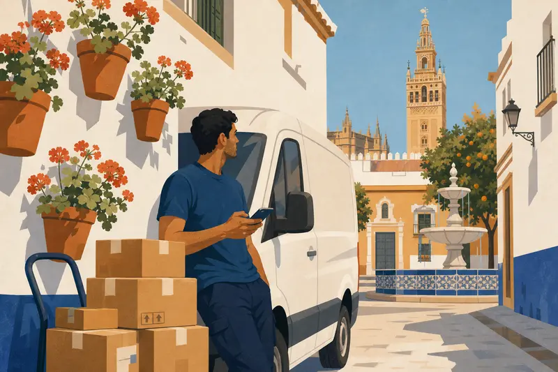 Cover illustration for Twenty-Three Packages and a Fountain, B2 Spanish story