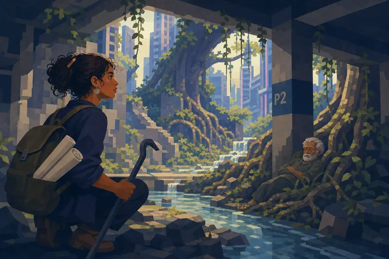Cover illustration for The Water Remembers Its Way, C1 Spanish story