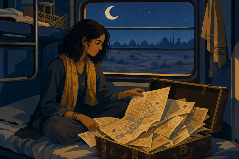 Cover illustration for Maps of Darkness, B2 Spanish story