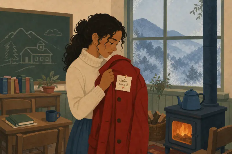 Cover illustration for The Note by the Fire, A0 Spanish story
