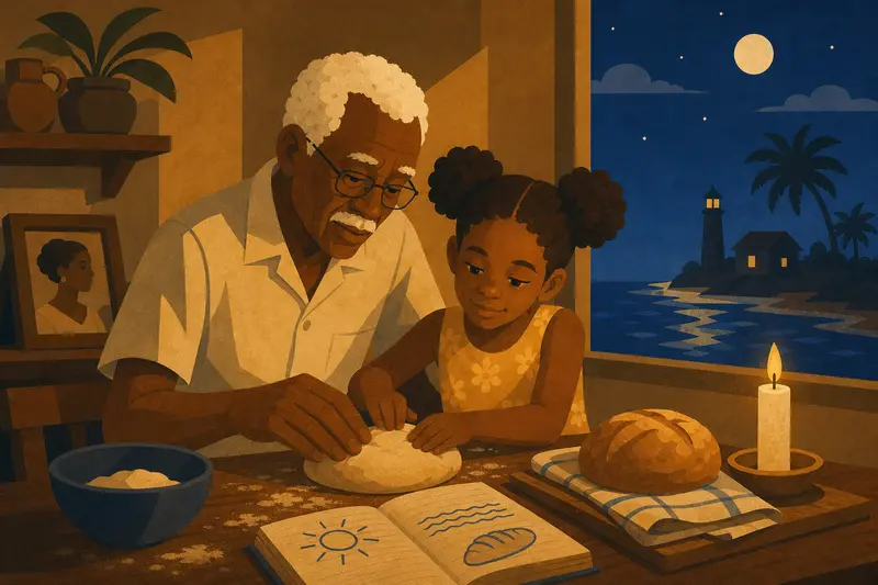 Cover illustration for Sun, Sea, Bread, A0 Spanish story