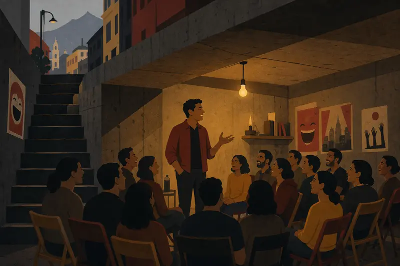 Cover illustration for The Laughing Basement, A2 Spanish story