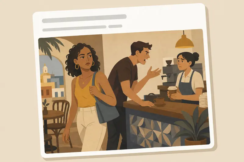 Cover illustration for AITJ for walking out on a first date after ten minutes and refusing to pay for his coffee?, B2 Spanish story