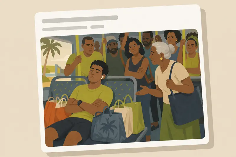 Cover illustration for AITJ for pretending to be asleep on the bus so no one would sit next to me?, A2 Spanish story
