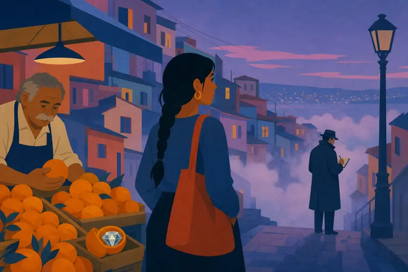 Cover illustration for The Man in the Fog, A1 Spanish story